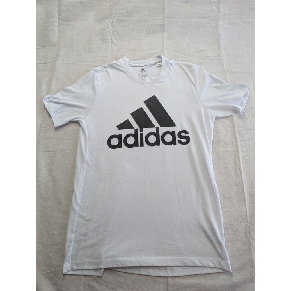 Athleisure Sporty Minimalist Logo Tee White Black Performance Shirt Small Adidas